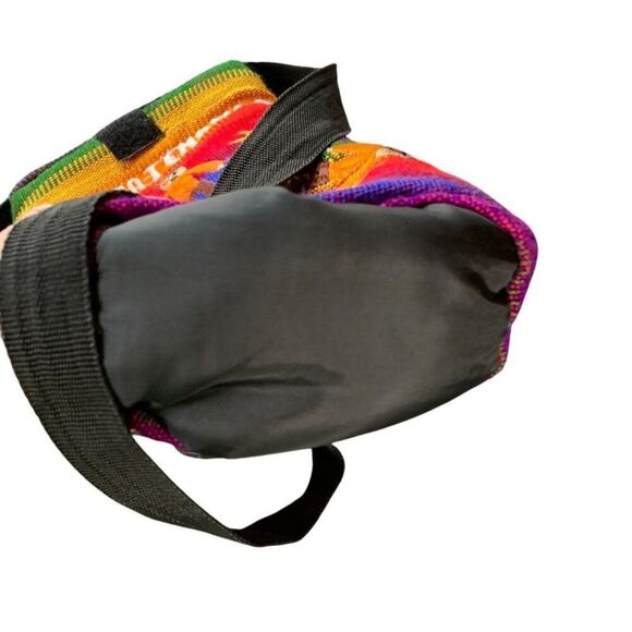 Handcrafted Guatemalan Wine Caddy Holder With Colorful Embroidery & Adjustable S - Picture 6 of 6